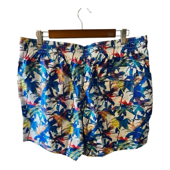 Le Club Men’s Ibiza Mid Length Swim Trunks Board Shorts Blue Size XXL Tropical - Picture 2 of 10